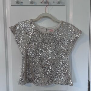 ✨ Cat & Jack Girls Sequin Top | Silver | Size M (8)